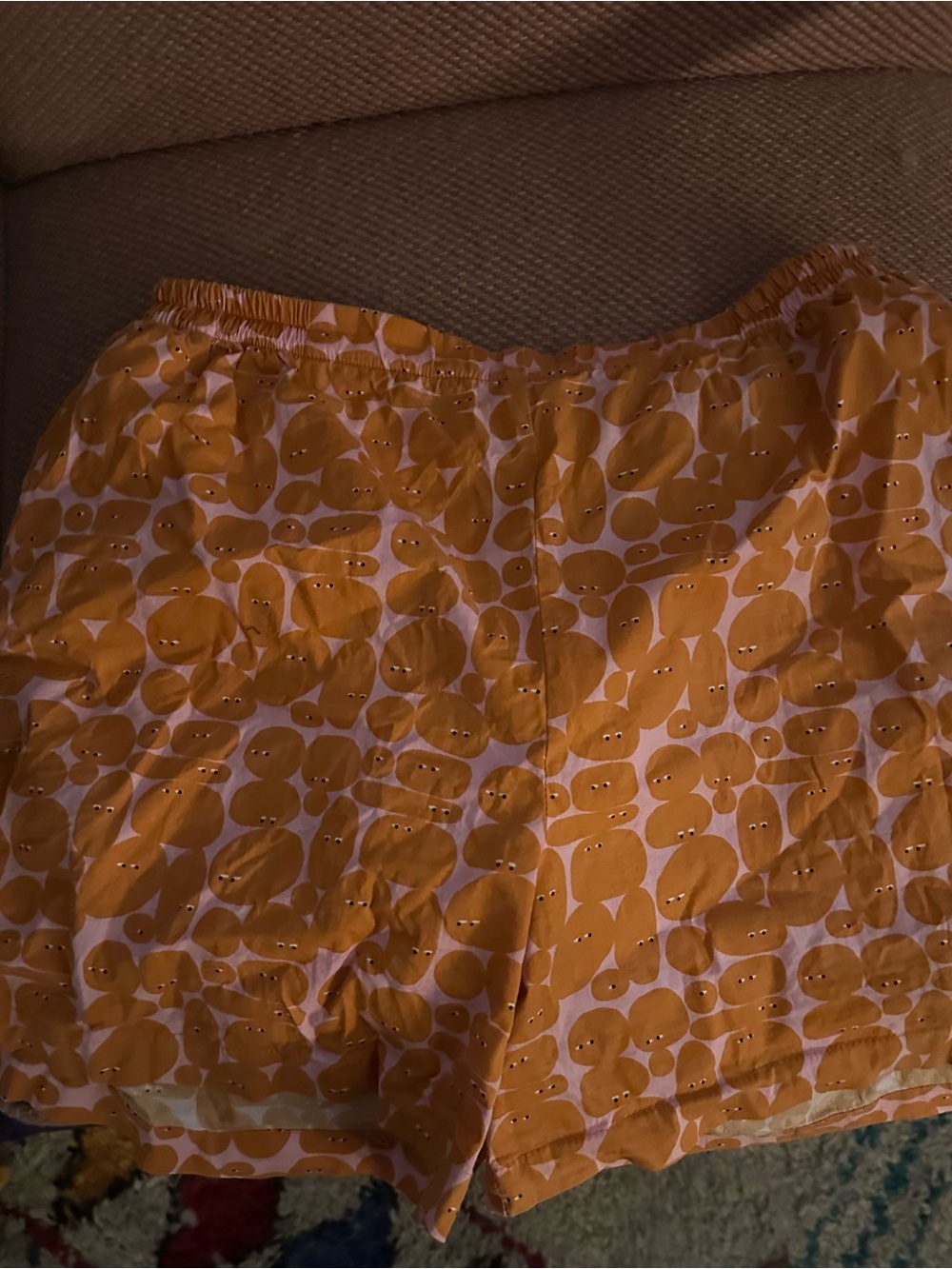 NOOWORKS pebble people print Women’s Orange Patterned Elastic-Waist Shorts
